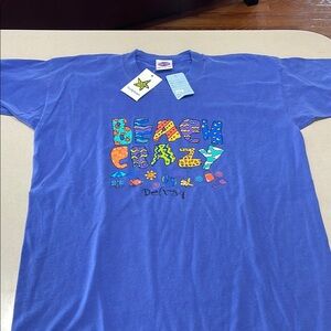 Blue Men’s  Shirt with Colorful Print XL